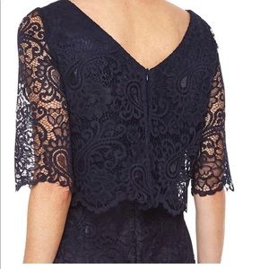 Maya Brook Navy Lace Evening Gown